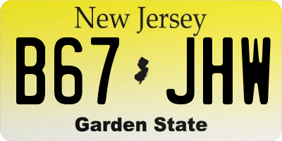 NJ license plate B67JHW
