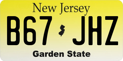 NJ license plate B67JHZ