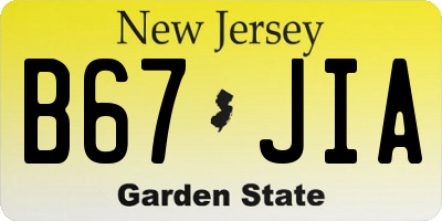 NJ license plate B67JIA
