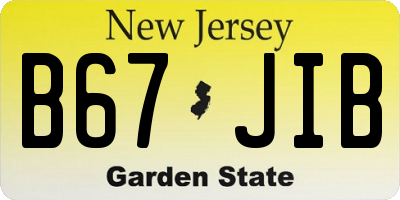 NJ license plate B67JIB