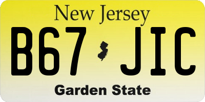 NJ license plate B67JIC