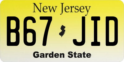 NJ license plate B67JID