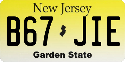 NJ license plate B67JIE