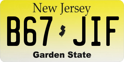 NJ license plate B67JIF