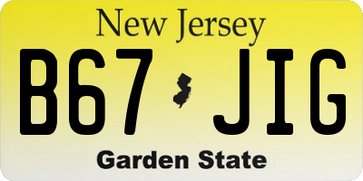 NJ license plate B67JIG