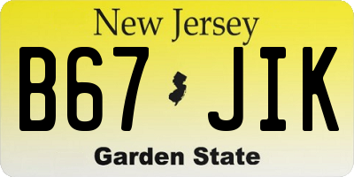 NJ license plate B67JIK