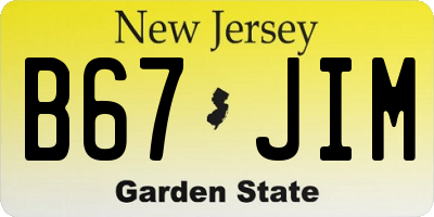 NJ license plate B67JIM