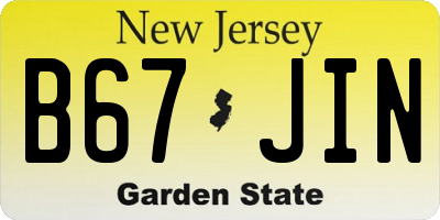 NJ license plate B67JIN