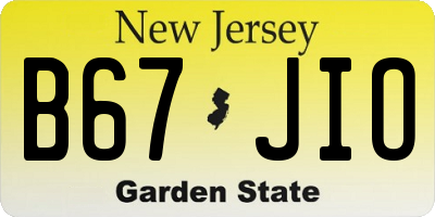 NJ license plate B67JIO