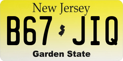 NJ license plate B67JIQ