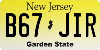 NJ license plate B67JIR