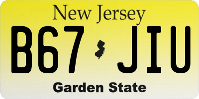 NJ license plate B67JIU