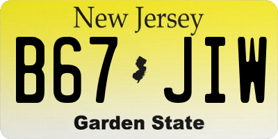NJ license plate B67JIW