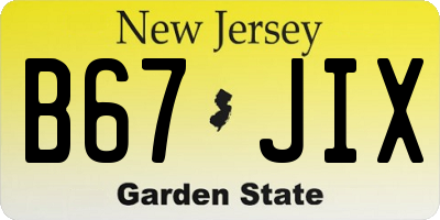 NJ license plate B67JIX