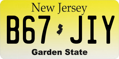 NJ license plate B67JIY