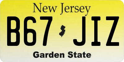 NJ license plate B67JIZ