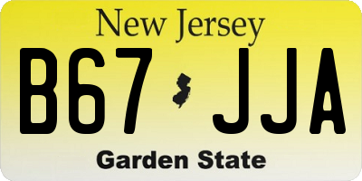 NJ license plate B67JJA