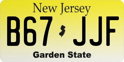 NJ license plate B67JJF