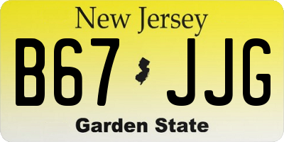 NJ license plate B67JJG