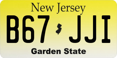 NJ license plate B67JJI