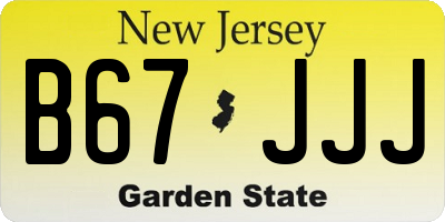 NJ license plate B67JJJ