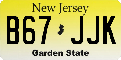 NJ license plate B67JJK