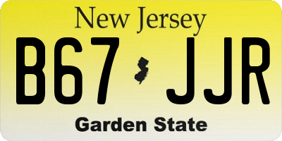 NJ license plate B67JJR