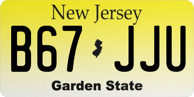NJ license plate B67JJU