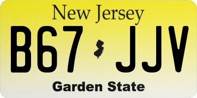 NJ license plate B67JJV