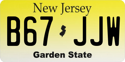 NJ license plate B67JJW