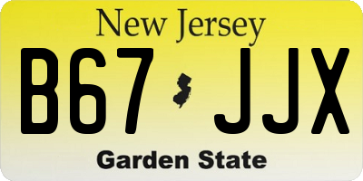 NJ license plate B67JJX