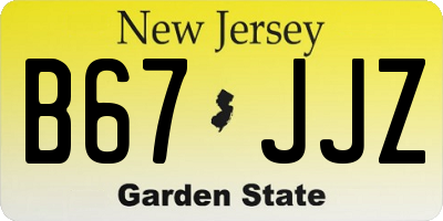 NJ license plate B67JJZ