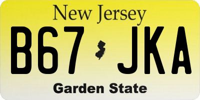 NJ license plate B67JKA
