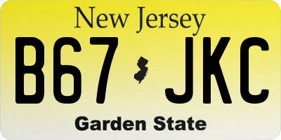 NJ license plate B67JKC