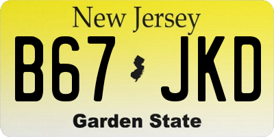 NJ license plate B67JKD