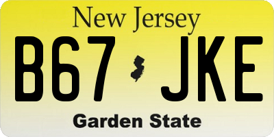 NJ license plate B67JKE