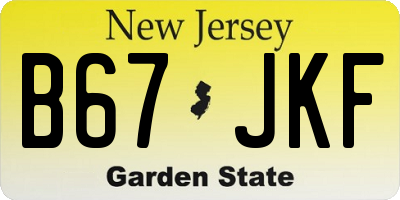 NJ license plate B67JKF
