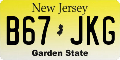 NJ license plate B67JKG