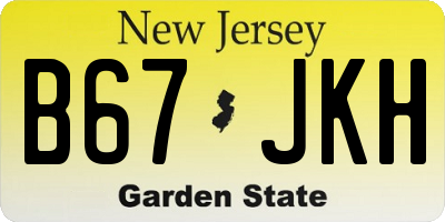 NJ license plate B67JKH
