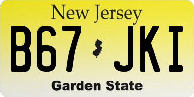 NJ license plate B67JKI