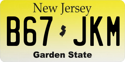 NJ license plate B67JKM
