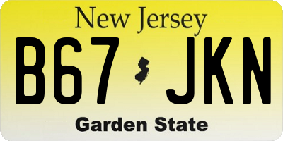 NJ license plate B67JKN