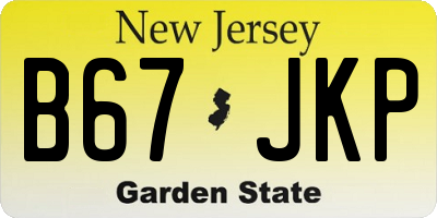 NJ license plate B67JKP