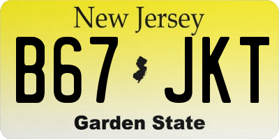 NJ license plate B67JKT