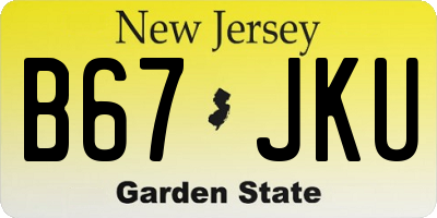 NJ license plate B67JKU