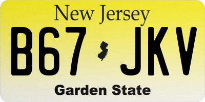 NJ license plate B67JKV