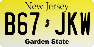 NJ license plate B67JKW