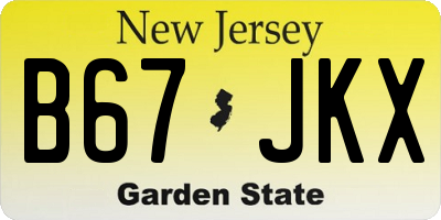 NJ license plate B67JKX