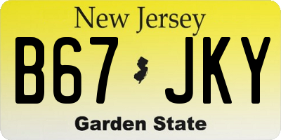 NJ license plate B67JKY