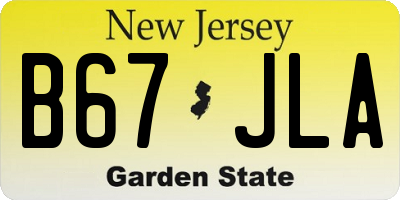 NJ license plate B67JLA